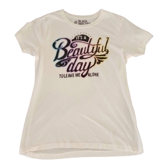 HOT TOPIC BLACK MATTER Beautiful Day to Leave Me Alone Tee M L Humor Graphic - Picture 9 of 10